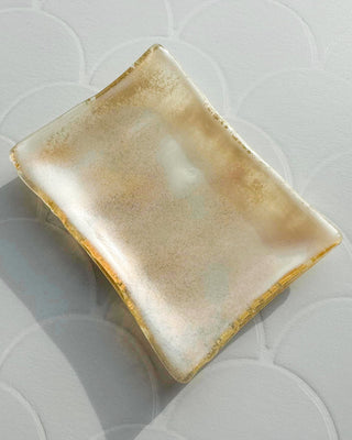 Fused Glass Soap Dish - One Of A Kind (Cream & Gold) - Rushmere Skincare