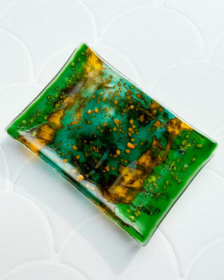 Fused Glass Soap Dish - One Of A Kind (Dark Green) - Rushmere Skincare