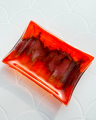 Fused Glass Soap Dish - One Of A Kind (Orange & Pink) - Rushmere Skincare