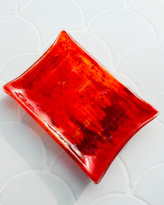 Fused Glass Soap Dish - One Of A Kind (Orange & Red) - Rushmere Skincare